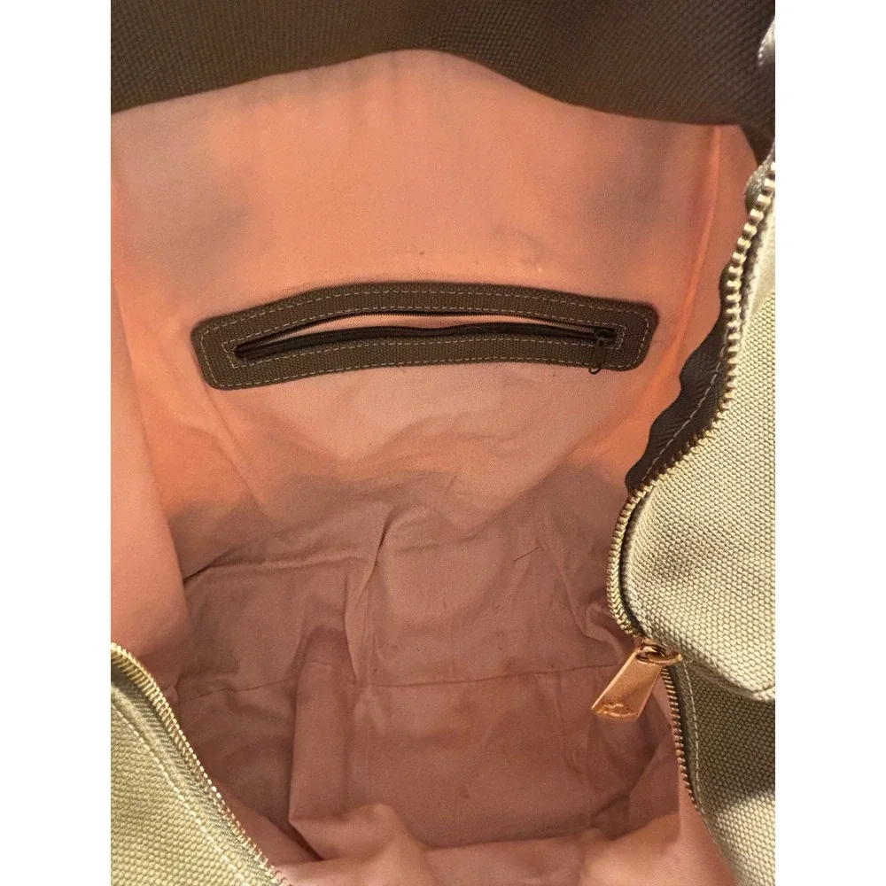 C Wonder Canvas‎ Colorblock Tote Bag Cream Olive Green Gold Logo Large Shopper